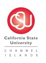The letters C S U are white within a red circle. Underneath in black text is California State University, Channel Islands